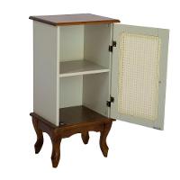 Mesa De Cabeceira De Madeira Com Rattan Pés Luiz Xv - Nude Laca Com Tampo E Base Imbuia Glazer - 3