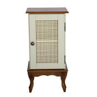 Mesa De Cabeceira De Madeira Com Rattan Pés Luiz Xv - Nude Laca Com Tampo E Base Imbuia Glazer