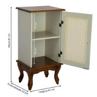 Mesa De Cabeceira De Madeira Com Rattan Pés Luiz Xv - Nude Laca Com Tampo E Base Imbuia Glazer - 5