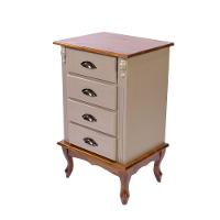 Mesa De Cabeceira 4 Gavetas Pés Luiz Xv E Puxadores Concha - Amêndoa Laca Com Tampo E Base Imbuia Glazer Puxador Concha - 1