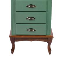 Mesa De Cabeceira 4 Gavetas Pés Luiz Xv - Verde Kalle Com Tampo E Base Castanho Envelhecido - Puxador Concha - 3