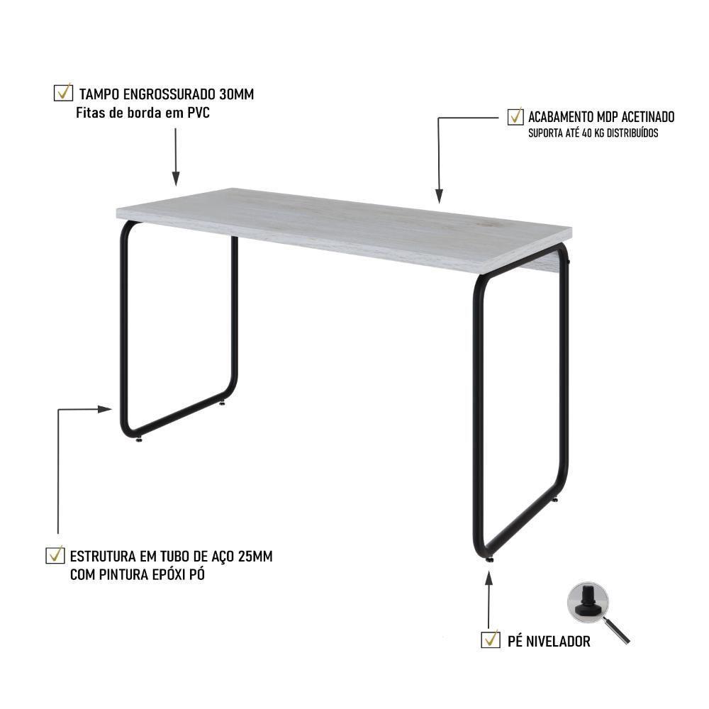 Mesa Office 120x60x75cm Round Snow - Est.preta Snow - Est.preta - 3