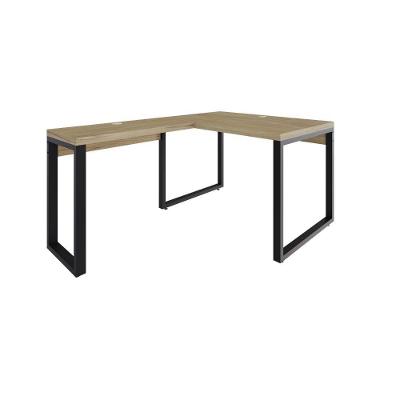Mesa Em L Operacional 120x160x75cm Yon Vermont Oak-est.preta Vermont Oak-est.preta