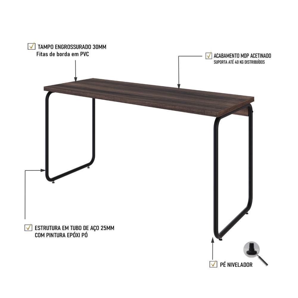 Mesa Office 135x60x75cm Round Nogal - Est.preta Nogal - Est.preta - 3