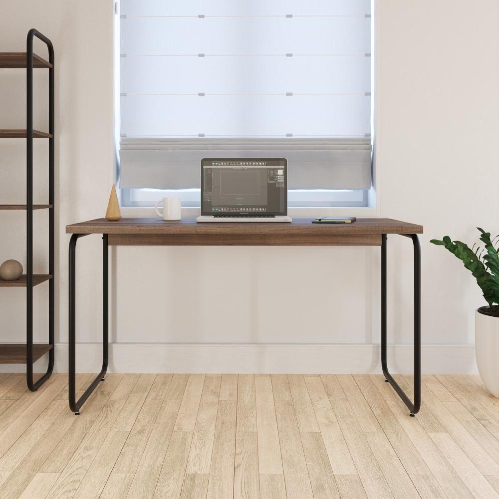 Mesa Office 135x60x75cm Round Nogal - Est.preta Nogal - Est.preta - 4