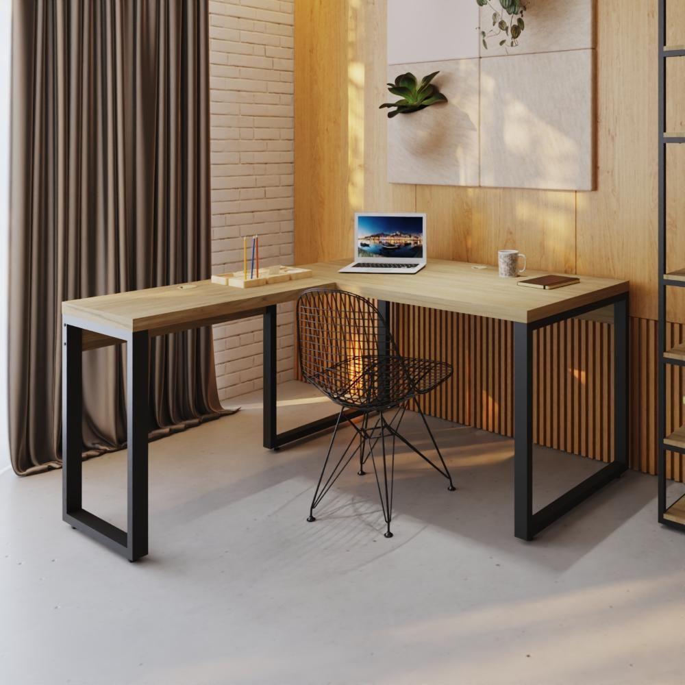 Mesa Em L Operacional 135x160x75cm Yon Vermont Oak-est.preta Vermont Oak-est.preta - 2