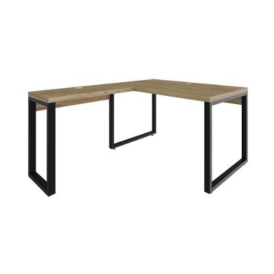 Mesa Em L Operacional 135x160x75cm Yon Vermont Oak-est.preta Vermont Oak-est.preta