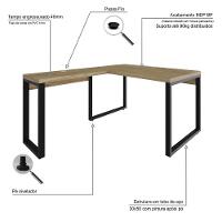 Mesa Em L Operacional 135x160x75cm Yon Vermont Oak-est.preta Vermont Oak-est.preta - 7