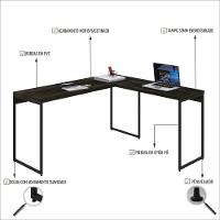 Mesa Em L Dynamica Diretor 150x140x75cm Carvalho Dark - Est.preta Carvalho Dark - Est.preta - 3