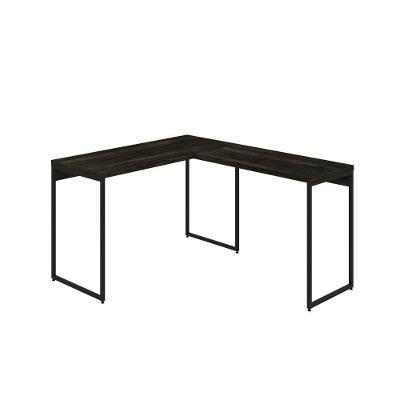 Mesa Em L Dynamica Office 120x140x75cm Carvalho Dark - Est.preta Carvalho Dark - Est.preta