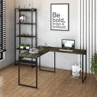 Mesa Em L Dynamica Office 120x140x75cm Carvalho Dark - Est.preta Carvalho Dark - Est.preta - 2