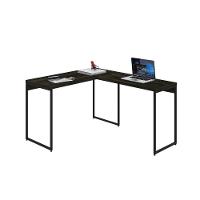 Mesa Em L Dynamica Office 120x140x75cm Carvalho Dark - Est.preta Carvalho Dark - Est.preta