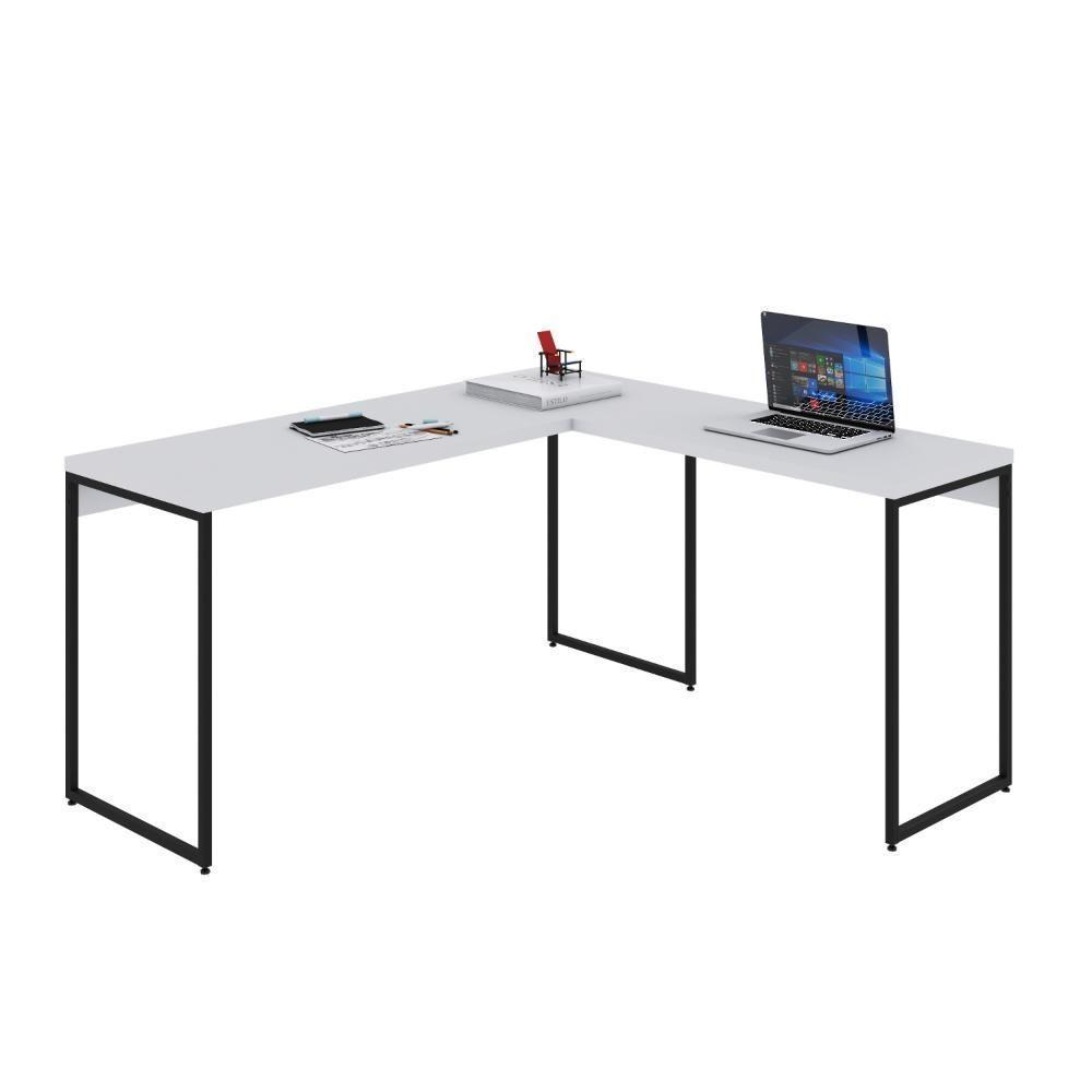 Mesa Em L Dynamica Diretor 150x140x75cm Branco Chess - Est.preta Branco Chess - Est.preta - 4