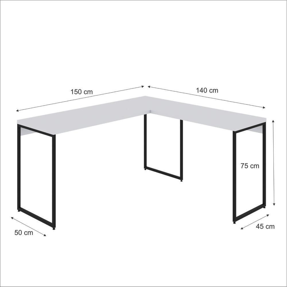 Mesa Em L Dynamica Diretor 150x140x75cm Branco Chess - Est.preta Branco Chess - Est.preta - 5