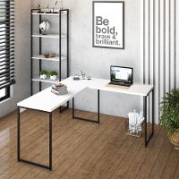 Mesa Em L Dynamica Diretor 150x140x75cm Branco Chess - Est.preta Branco Chess - Est.preta - 2