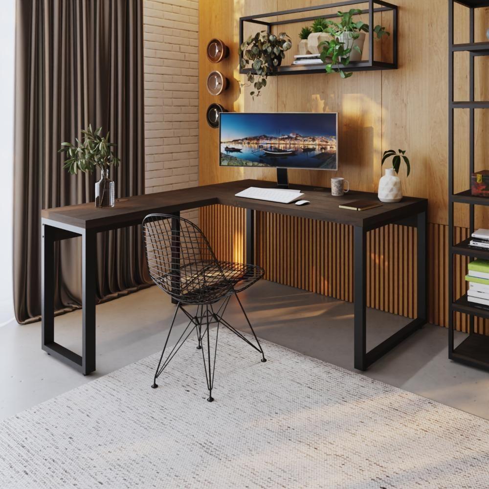 Mesa Em L Diretor 150x160x75cm Yon Terracota-est.preta Terracota-est.preta - 2