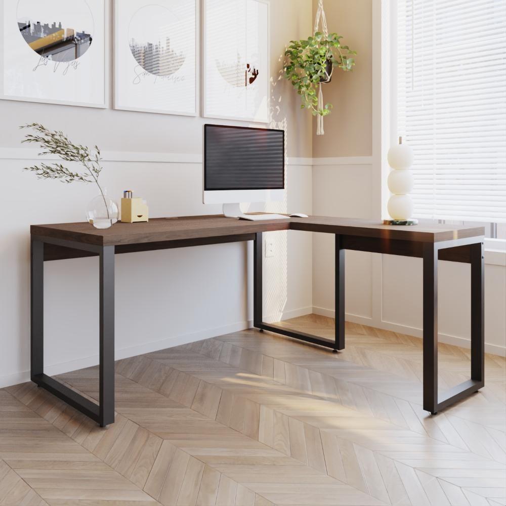 Mesa Em L Diretor 150x160x75cm Yon Terracota-est.preta Terracota-est.preta - 4