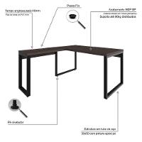 Mesa Em L Diretor 150x160x75cm Yon Terracota-est.preta Terracota-est.preta - 3