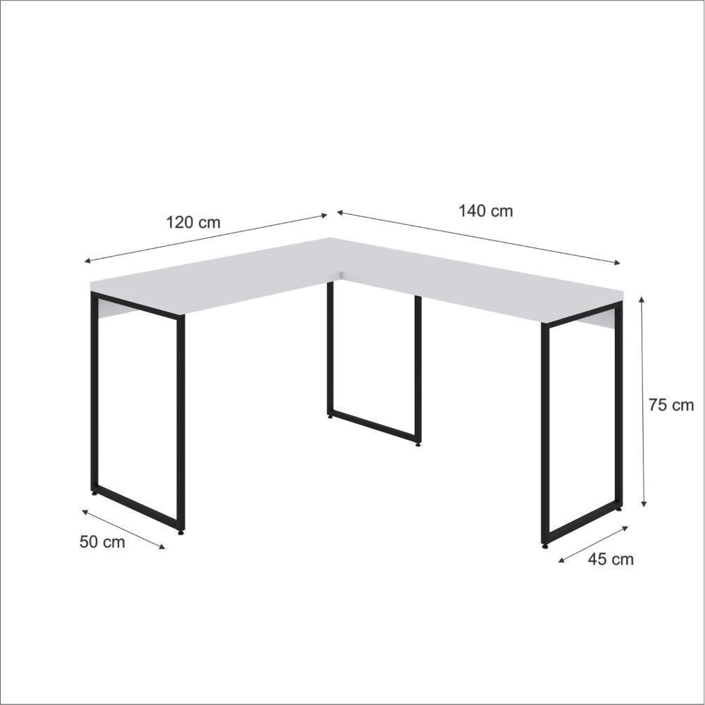Mesa Em L Dynamica Office 120x140x75cm Branco Chess - Est.preta Branco Chess - Est.preta - 5