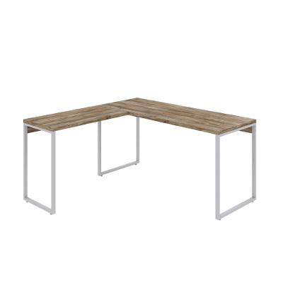 Mesa Em L Kuadra Diretor 150x150x75cm Carvalho - Est.branca Carvalho - Est.branca