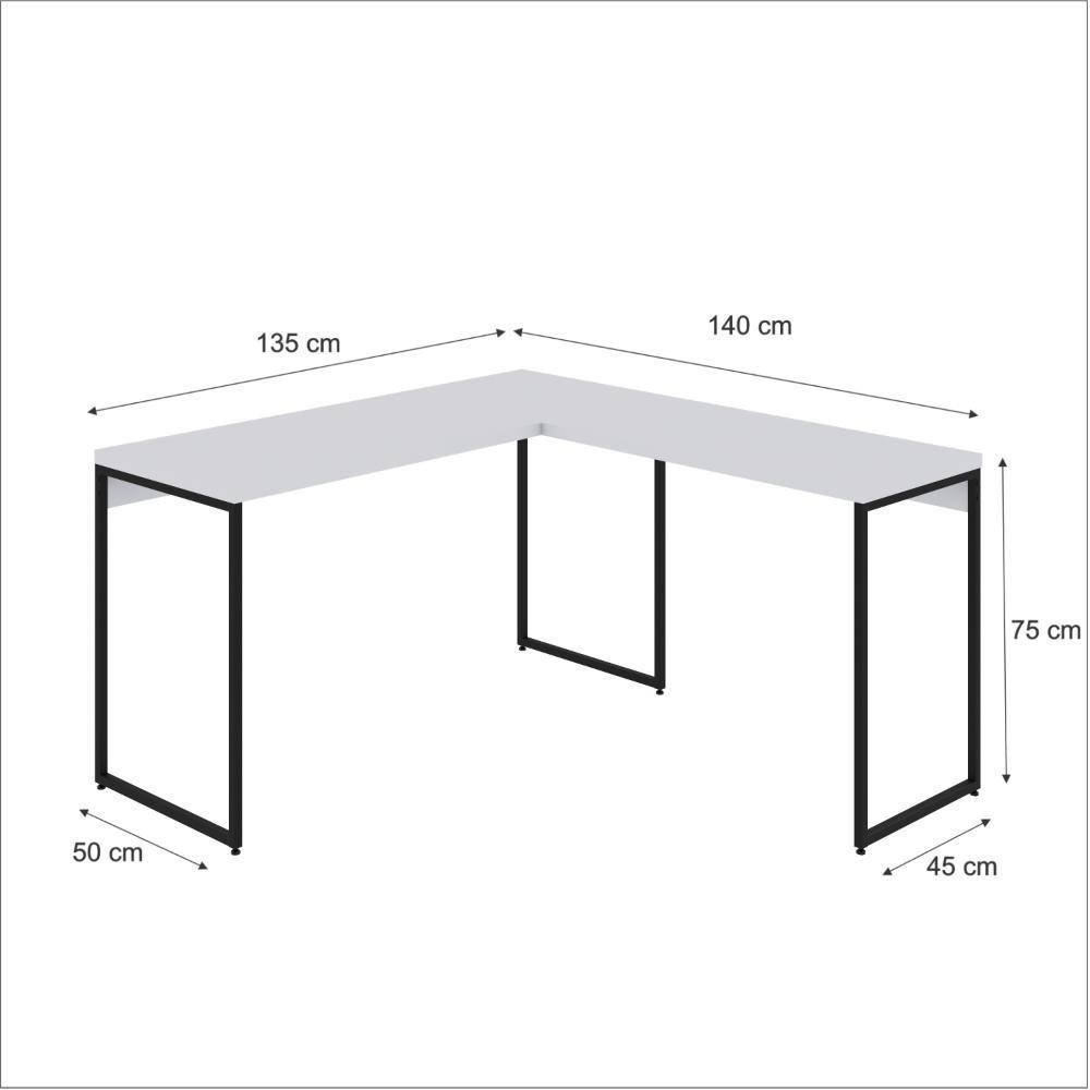 Mesa Em L Dynamica Office 135x140x75cm Branco Chess - Est.preta Branco Chess - Est.preta - 5