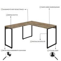 Mesa Em L Kuadra Office 135x150x75cm Carvalho - Est.preta Carvalho - Est.preta - 3