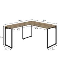 Mesa Em L Kuadra Office 135x150x75cm Carvalho - Est.preta Carvalho - Est.preta - 5