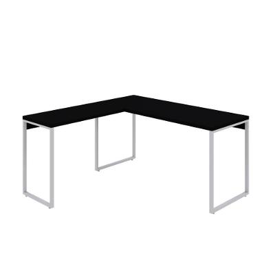 Mesa Em L Kuadra Diretor 150x150x75cm Preto ônix - Est.branca Preto ônix - Est.branca