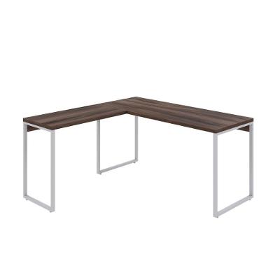 Mesa Em L Kuadra Diretor 150x150x75cm Nogal - Est.branca Nogal - Est.branca