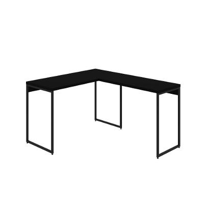 Mesa Em L Dynamica Office 120x140x75cm Preto ônix - Est.preta Preto ônix - Est.preta