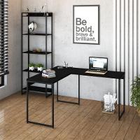 Mesa Em L Dynamica Office 120x140x75cm Preto ônix - Est.preta Preto ônix - Est.preta - 2