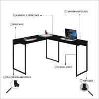 Mesa Em L Dynamica Office 120x140x75cm Preto ônix - Est.preta Preto ônix - Est.preta - 3