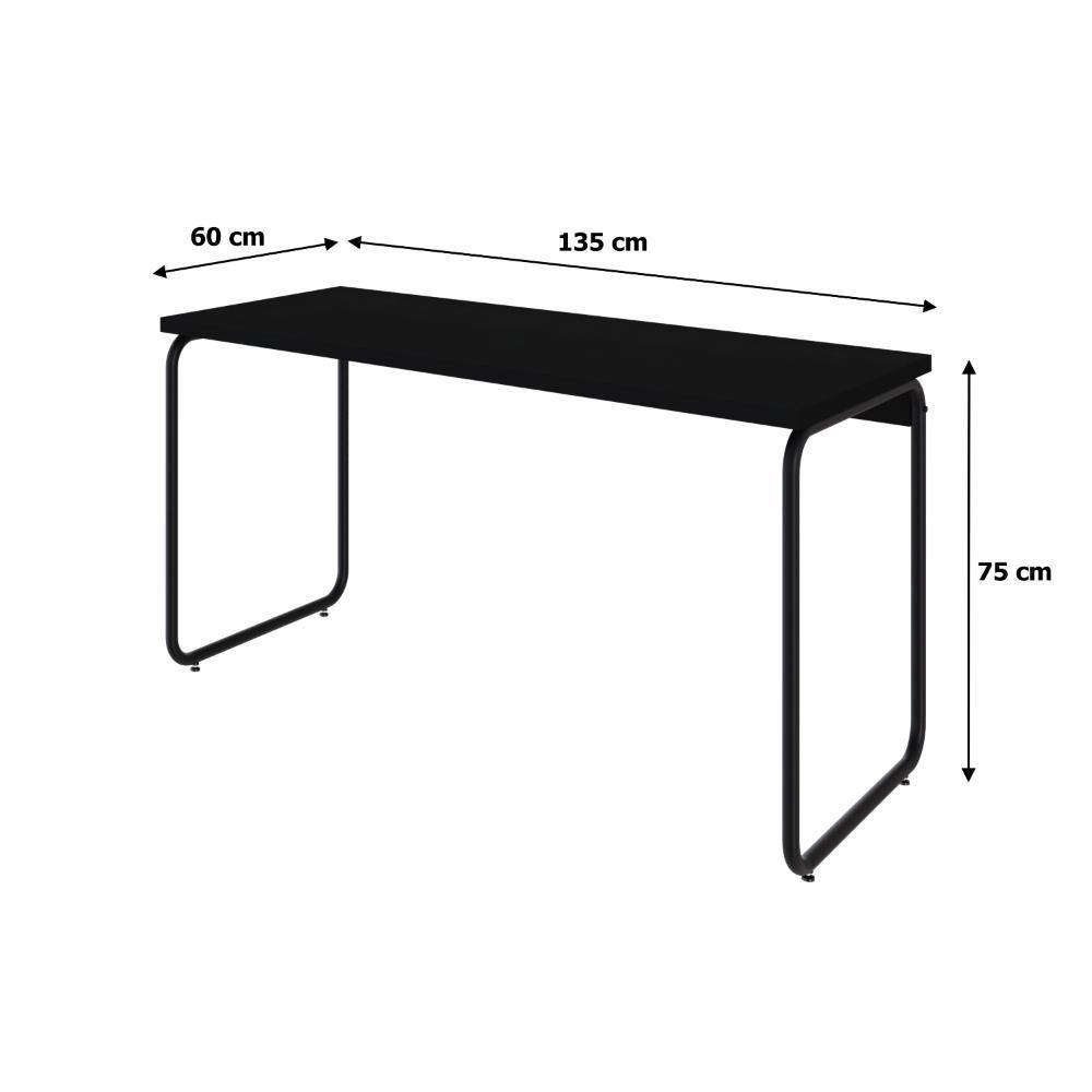 Mesa Office 135x60x75cm Round Preto ônix - Est.preta Preto ônix - Est.preta - 7