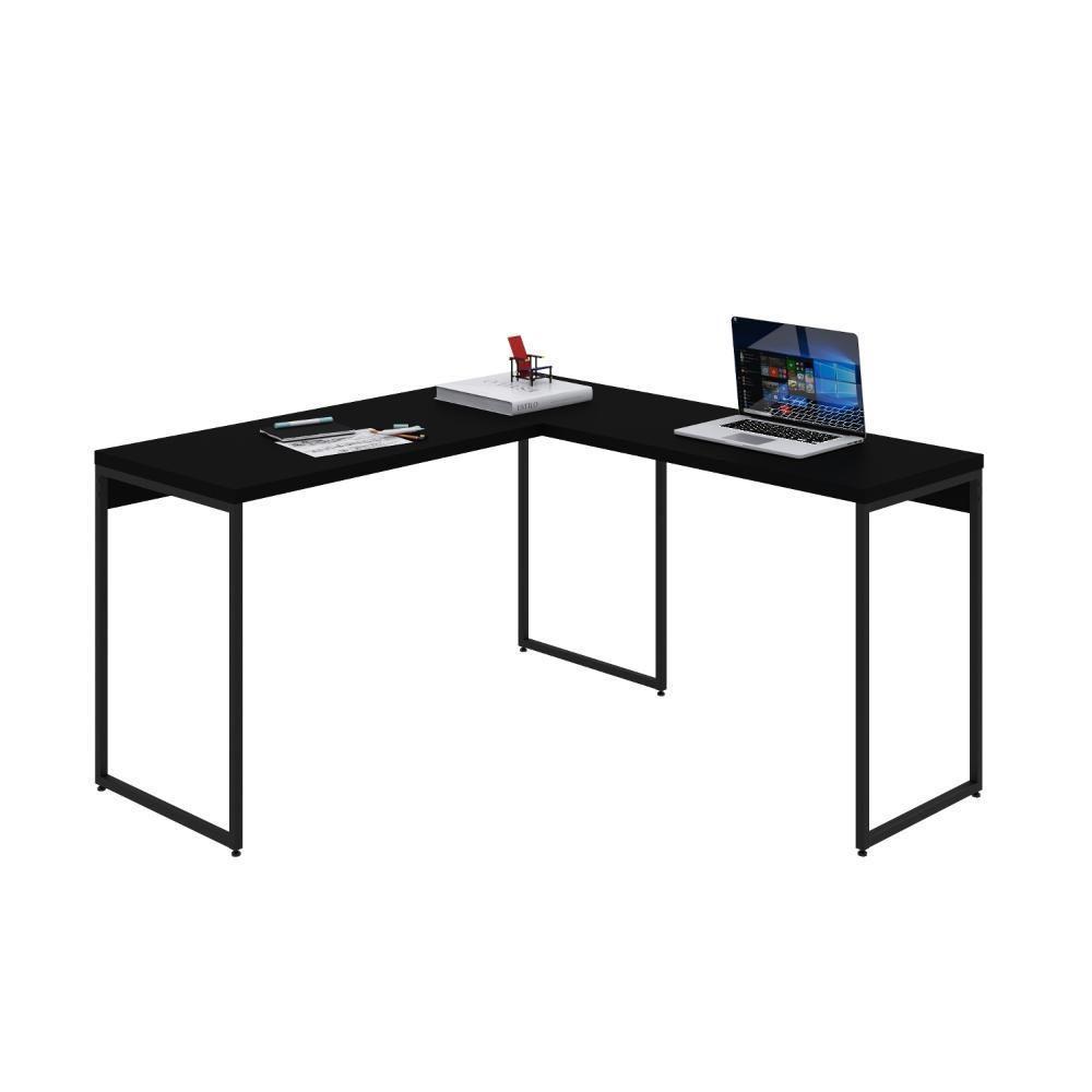 Mesa Em L Dynamica Office 135x140x75cm Preto ônix - Est.preta Preto ônix - Est.preta - 4