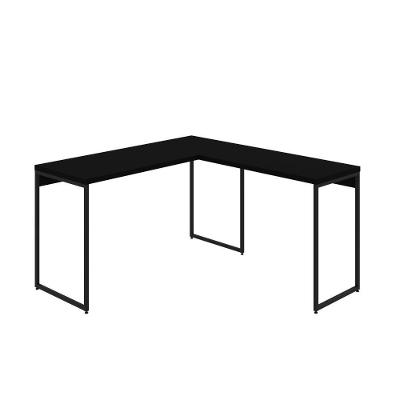 Mesa Em L Dynamica Office 135x140x75cm Preto ônix - Est.preta Preto ônix - Est.preta