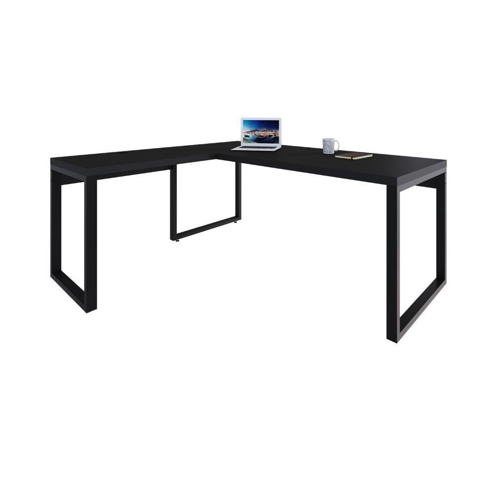 Mesa Em L Presidente 190x160x75cm Yon Preto Tx-est.preta Preto Tx-est.preta - 5