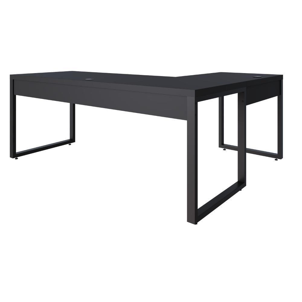 Mesa Em L Presidente 190x160x75cm Yon Preto Tx-est.preta Preto Tx-est.preta - 6