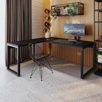 Mesa Em L Presidente 190x160x75cm Yon Preto Tx-est.preta Preto Tx-est.preta - 2