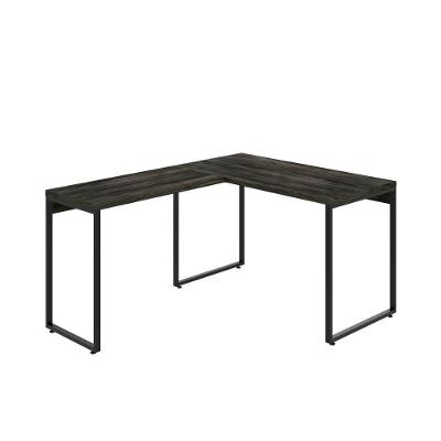 Mesa Em L Kuadra Office 120x150x75cm Carvalho Dark - Est.preta Carvalho Dark - Est.preta