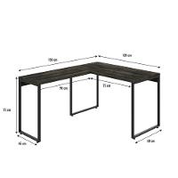 Mesa Em L Kuadra Office 120x150x75cm Carvalho Dark - Est.preta Carvalho Dark - Est.preta - 5