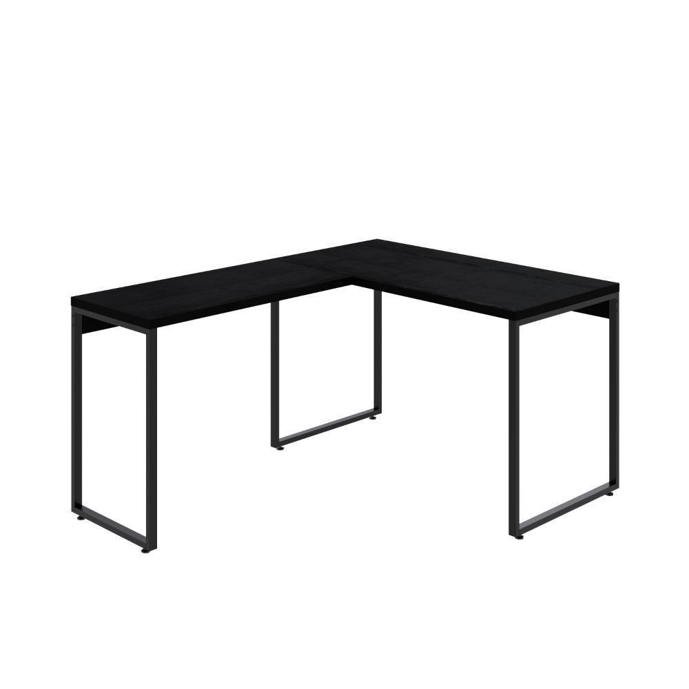 Mesa Em L Kuadra Office 120x150x75cm Preto ônix - Est.preta Preto ônix - Est.preta - 1