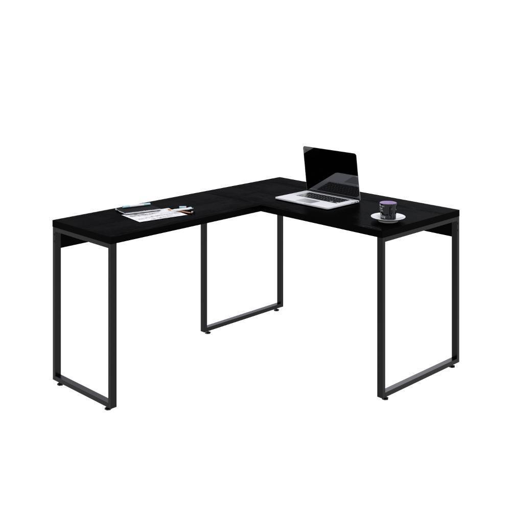 Mesa Em L Kuadra Office 120x150x75cm Preto ônix - Est.preta Preto ônix - Est.preta - 4