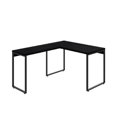 Mesa Em L Kuadra Office 120x150x75cm Preto ônix - Est.preta Preto ônix - Est.preta