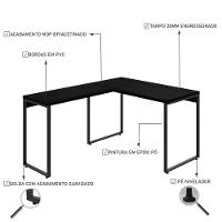 Mesa Em L Kuadra Office 120x150x75cm Preto ônix - Est.preta Preto ônix - Est.preta - 3