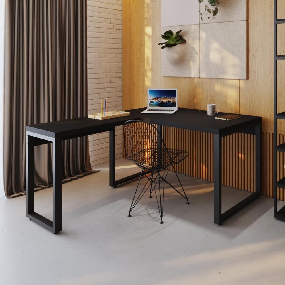 Mesa Em L Operacional 135x160x75cm Yon Preto Tx-est.preta Preto Tx-est.preta - 2