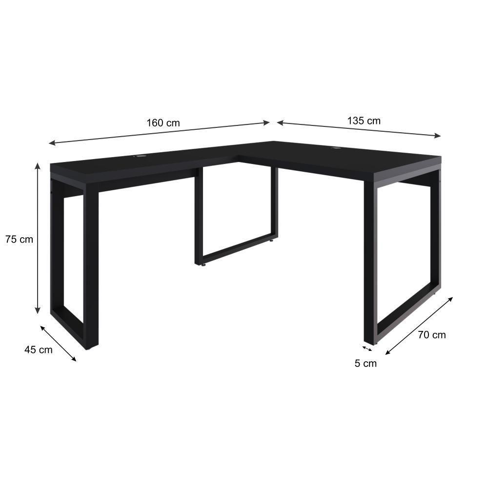 Mesa Em L Operacional 135x160x75cm Yon Preto Tx-est.preta Preto Tx-est.preta - 7