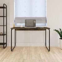 Mesa Office 120x60x75cm Round Carvalho Dark - Est.preta Carvalho Dark - Est.preta - 7