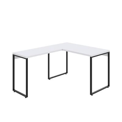 Mesa Em L Kuadra Office 120x150x75cm Branco Chess - Est.preta Branco Chess - Est.preta