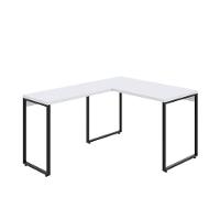 Mesa Em L Kuadra Office 120x150x75cm Branco Chess - Est.preta Branco Chess - Est.preta - 1