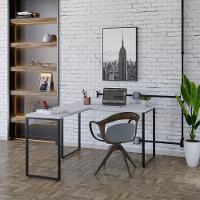 Mesa Em L Kuadra Office 120x150x75cm Branco Chess - Est.preta Branco Chess - Est.preta - 2